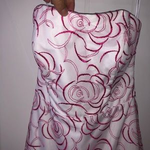 Floral overlay strapless dress